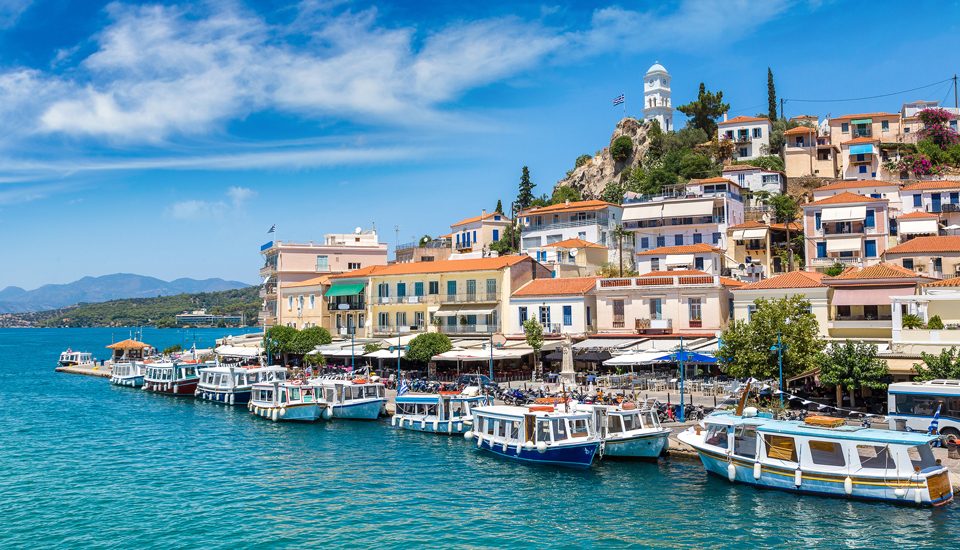 Catamaran Charter with Crew Greece, Poros Waterfront