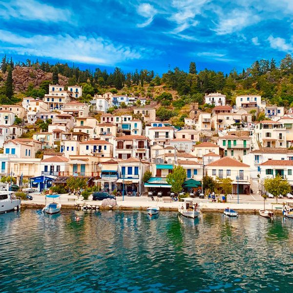 Catamaran Charter with Crew Greece, View of Poros